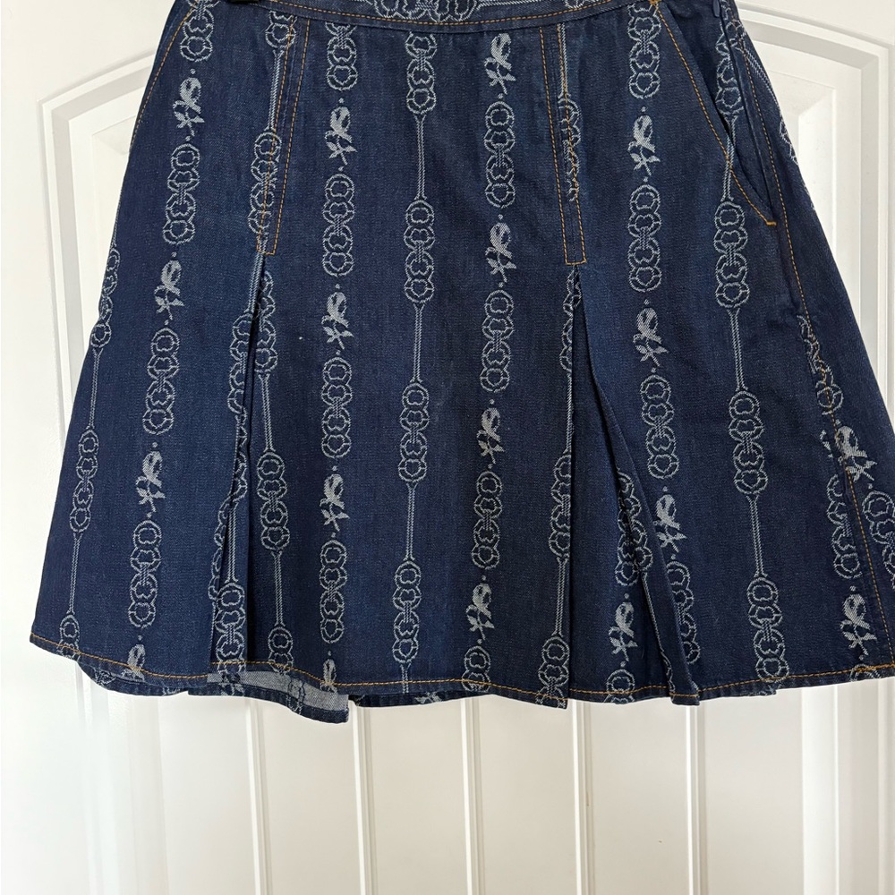 Tory Burch Blue Denim A-Line Skirt